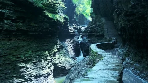 Handheld Still Footage view down the Watkins Glen Gorge. 4K Stock Footage 138063187