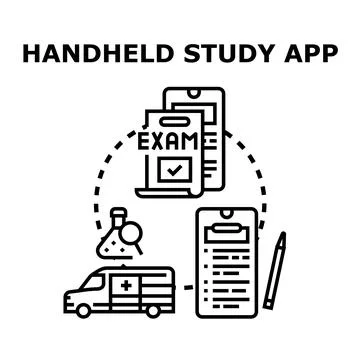 Handheld study app for medical education and remote learning Stock Illustration