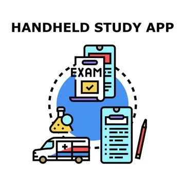 Handheld study app for medical education and remote learning 库存插图