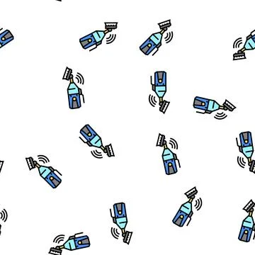 Handheld suction cleaner pool vector seamless pattern Stock Illustration
