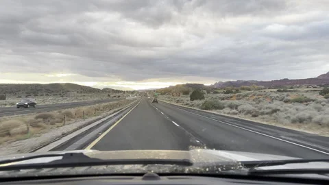 Handheld through Truck Window Driving on Western Highway Stock Footage 256501541