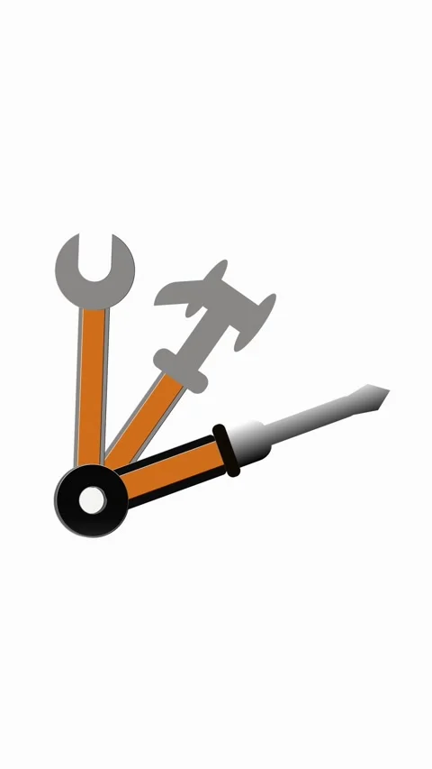 Handheld tool animation featuring wrench scissors and screwdriver vertical .. Stock Footage 321627662