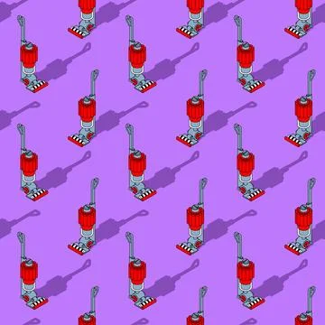 Handheld Vacuum Cleaner pattern seamless. House cleaning machine background Stock Illustration