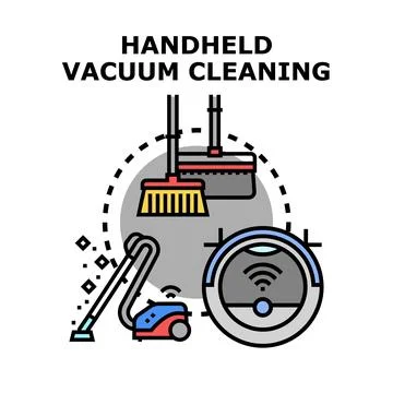 Handheld vacuum cleaning concept with modern tools Stock Illustration