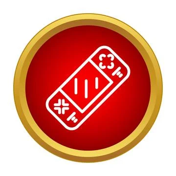 Handheld video game console icon on red button Stock Illustration