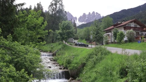 Handheld video of a mountain river in the dolomites Stock Footage 209558869