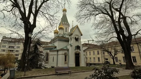 Handheld Video of the Rear Side of the Russian Church in Sofia, 2026 Stock Footage 325626628