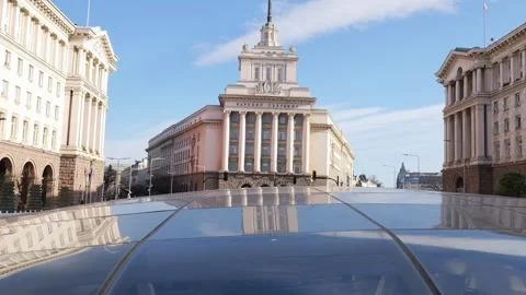 Handheld Video of Sofia Power Triangle With Serdica Ruins From Below Stock Footage 325380278