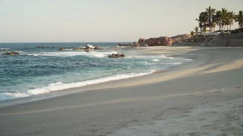 Handheld view of Cabo San Lucas beach coastline. Stock Footage 134594670