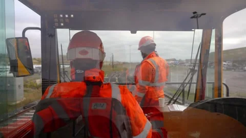 Handheld View of Freight Train Cargo Loading Operations at Normandy Industrial Stock Footage 337976226