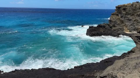 Handheld View of Hawaii Coastline Stock Footage 293110094
