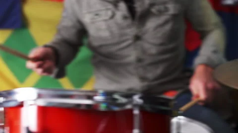 Handheld view of man playing drums Stock Footage 50206973