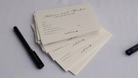 Handheld Wedding Advice Cards Stock Footage 342972398