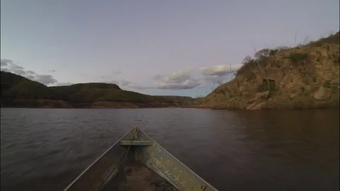 Handheld wide angle shot of a ride in southeast Brazil during the sunset on a cl Vídeos de archivo 79062896