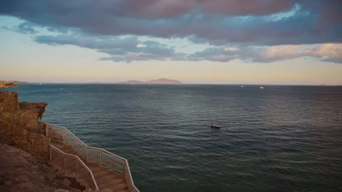 Handheld wide panoramic shot of a top view of Red Sea. Stock Footage 331158699