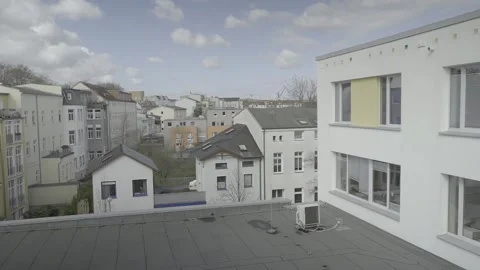 Handheld Window View of Buildings in the Center of a German City Stock Footage 203918099