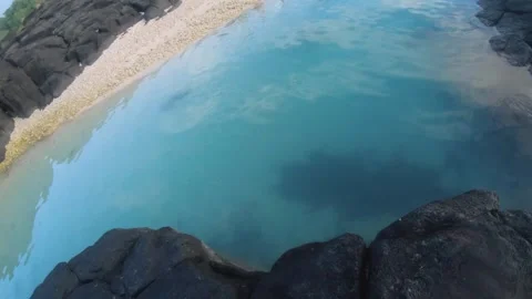 Handhold camera sport activity movement water fun leisure jumping at black rock  Stock-Footage 253459397