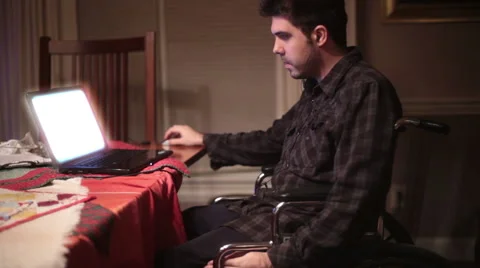 Handicap on laptop computer Stock Footage 45854629