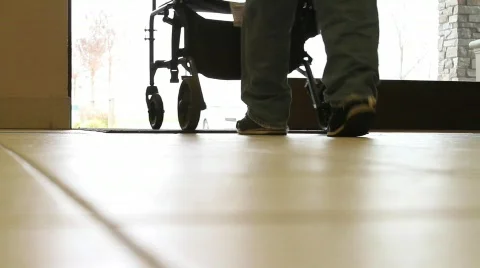 Handicap man in building 2 Stock Footage 596519
