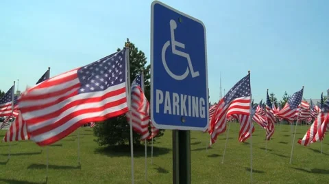 Handicap sign with flags Stock Footage 43218394
