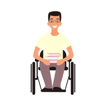 Handicap student sit in whilechair. Stock Illustration