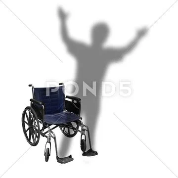 Handicap wheelchair shadow man walking Stock Photos