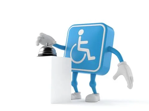 Handicapped character ringing a hand bell with hotel bell Stock Illustration