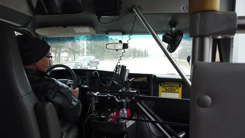 Handicapped Disabled Mini Bus With Driver Picking Up Disabled Passengers Stock Footage 223387360