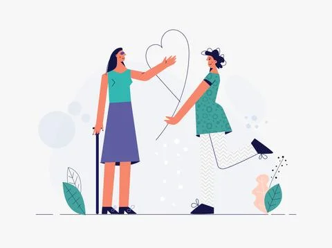 Handicapped friends flat vector illustration Care and support disabled people Stock Illustration