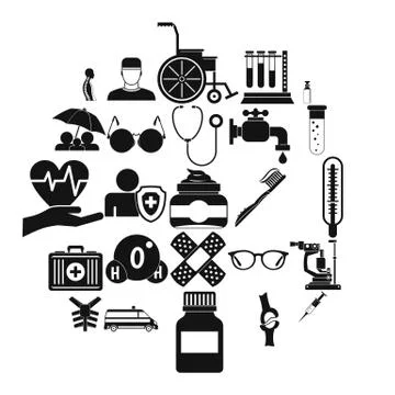 Handicapped icons set, simple style イラスト素材