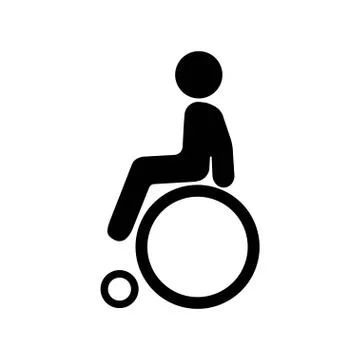 Handicapped man, invalid or stroll icon in black on an isolated white color b Stock Illustration
