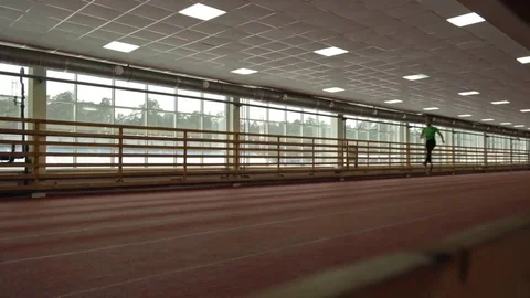 Handicapped Runner Training in Stadium Stock Footage 72139925