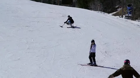 Handicapped Skier Stock Footage 10818467