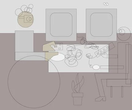 Handicapped worker working in office on computer Stock Illustration