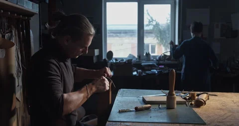Handicraft work in the workspace Stock Footage 144518916