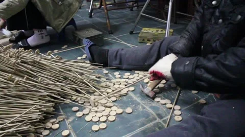 Handicrafts made of bamboo Stock Footage 64578492