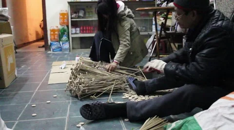 Handicrafts made of bamboo Stock Footage 64578546