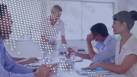 Handing blue folder causing business team reviewing data, presenter pointing Stock Footage 333132167