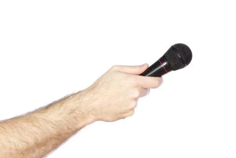 Handing extending microphone side view Foto stock