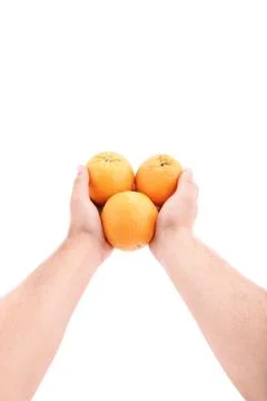 Handing out oranges Stock Photos