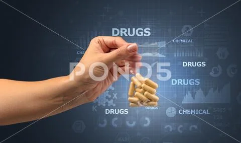 Handing over chemical healthy stuff. Stock Photos