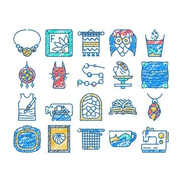 Handiwork craft hobby occupation icon hand drawn Stock Illustration