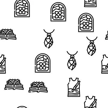 Handiwork Craft Hobby Occupation Vector Seamless Pattern Illustrazione stock