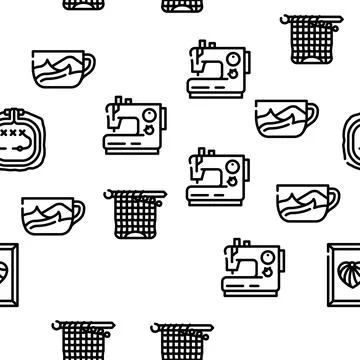 Handiwork Craft Hobby Occupation Vector Seamless Pattern Illustrazione stock