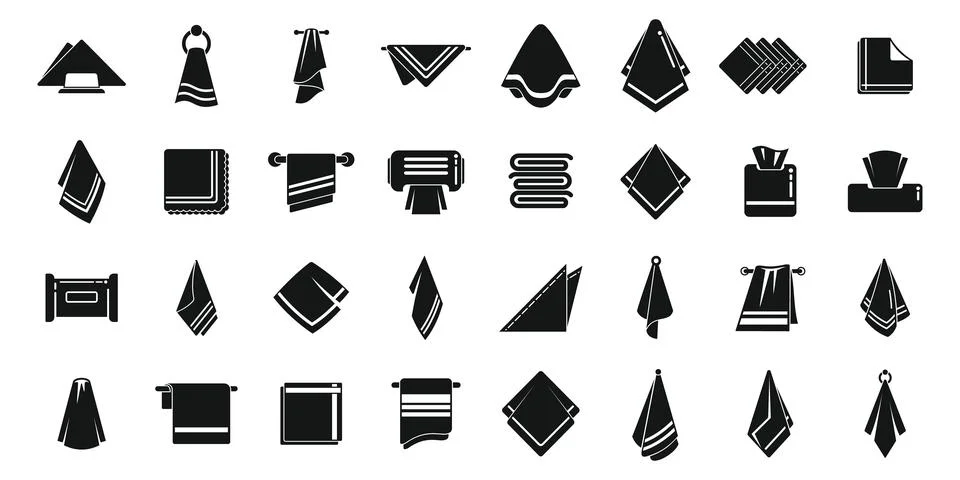 Handkerchief icons set simple vector. Folded napkin Stock Illustration