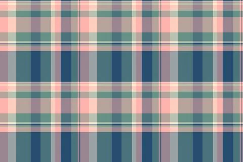 Handkerchief tartan pattern fabric, slim vector check seamless. American pl.. Stock Illustration