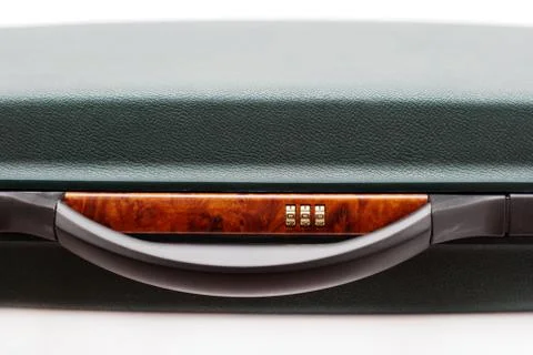 Handle and combination lock briefcase Stock Photos