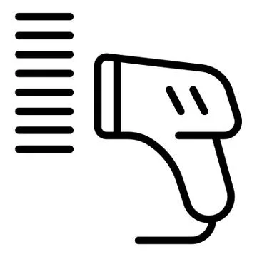 Handle barcode scanner icon, outline style Illustration