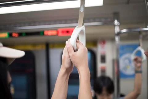 Handle bars in train Stock Photos