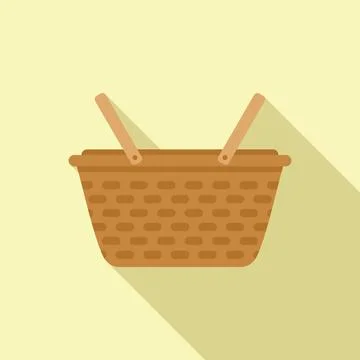 Handle basket icon flat vector. Bag picnic Stock Illustration